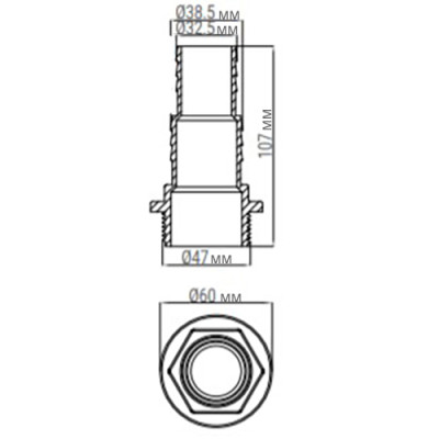 Соединитель шланга Aquaviva с наружной резьбой (32/38 мм х1.5