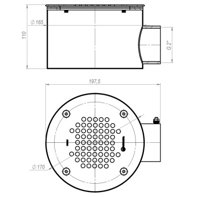 Донный слив под лайнер Aquaviva 2'', AISI 304 (D165 мм)