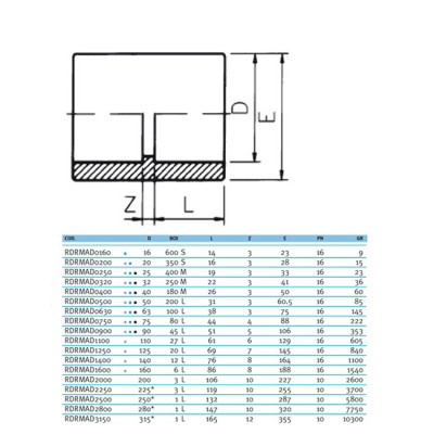 Муфта клеевая EFFAST d25 мм (RDRMAD0250)