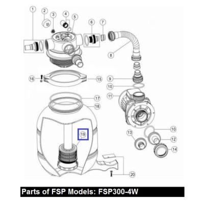 Дюзовая коробка с трубой для фильтров Aquaviva FSP300 (89030205)