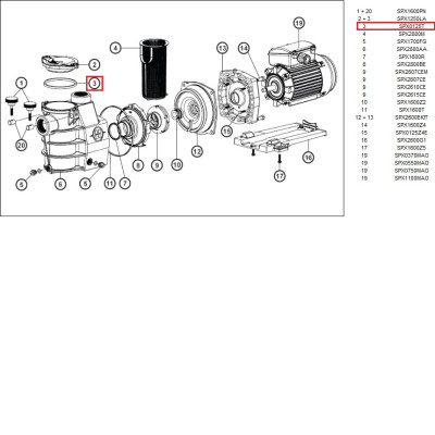 Уплотнительное кольцо крышки префильтра насоса Hayward PL Plus (SPX125T)