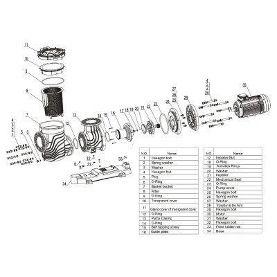 Насос Aquaviva LX SEQ750 (380 В, 100 м3/ч, 7.5HP), пластиковая подставка