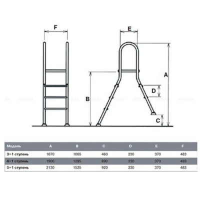 Лестница Hayward ESP4HF для полузаглубленных бассейнов 4cт ABS AISI-304