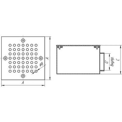 Донный слив квадратный 200х200х120